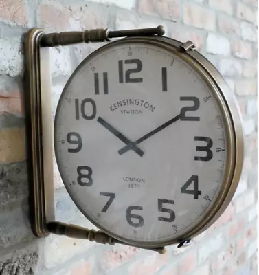 Kensington Station Railway Style Double Sided Clock Industrial Home Decor Gift • £56.99