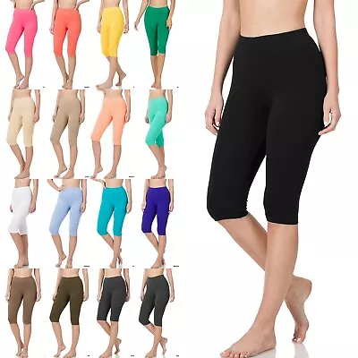 Women's Seamless Soft Cotton Stretch Basic Capri Knee Leggings Fitness Yoga  • $10.95