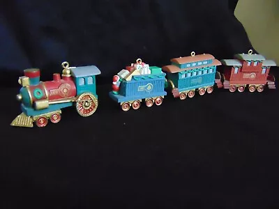 HALLMARK 1991 Christmas Tree Ornaments – FOUR Piece Miniature Train Set VTG • $19.95