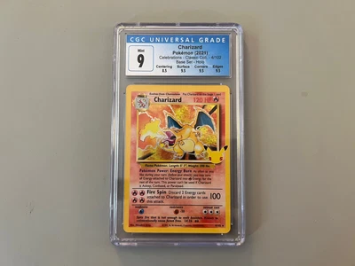 $95 • Buy Charizard Celebrations: Classic Collection 4/102 Holo Pokemon Card CGC 9 Mint!