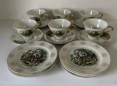 Vintage Courting Couple Coffee Tea Set 18 Piece Set Japan Cup Saucer Bread Plate • $94.85