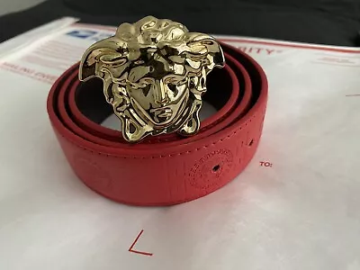 Versace Belt Red || Medusa Buckle | 30-32 Waist/Jeans || Fast Shipping  • $89