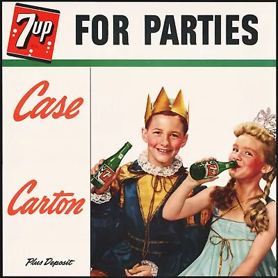 Vintage Sign 7 UP For Parties King And Queen Kids 1950s Cardboard Unused N-mint+ • $23.99