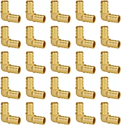 25Pack 1/2 Inch 90 Degree Elbow Pex Fittings Lead Free Brass Crimp For Pex Pip • $24.78