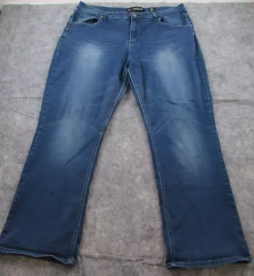 City Chic Jeans 18 L31 Blue Denim Stretch Womens Harley Mid Rise Bootcut • $24.99
