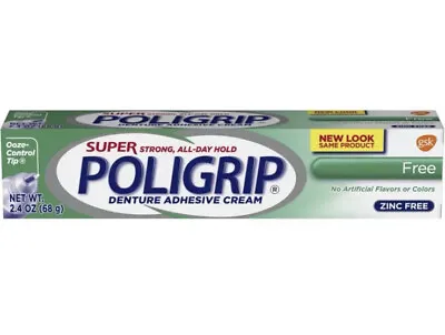 Super Poligrip Denture Adhesive Cream Free 2.4 Oz New In Box Exp 04/26 • $9.50