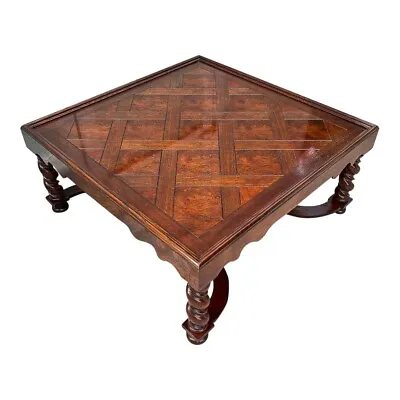 Baker Furniture Baroque Style Parquetry Walnut & Burlwood Square Coffee Table • $1100.71