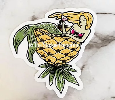 Pineapple Mermaid Ocean Beach Nautical Sticker ~ Water Bottle Laptop Car Decal • $5.95