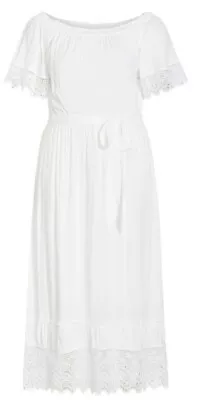 City Chic Small Maxi Sun Crochet White Plus Size 16 • $77