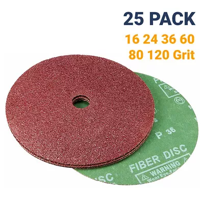 25PCS 7 X7/8  Calcined A/O Resin Fiber Sanding Grinding Disc 16 24 36 60 80 Grit • $34.99
