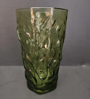 Morgantown Seneca Driftwood Avocado Green Crinkle Glass Tumbler Textured • $7.99