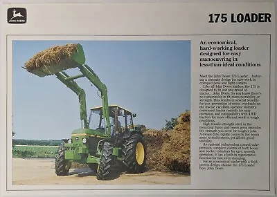 Original John Deere 175 Loader 1 Sheet Brochure / Spec Sheet C 1980's • £7