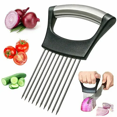 Food Slice Assistant Onion Slicer Vegetable Cutter Fish Meat Potato Holder Tool • £4.98