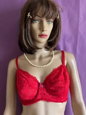 Victoria Secret Body By V Lace Red Unlined Demi Bra 38 D • $12.50