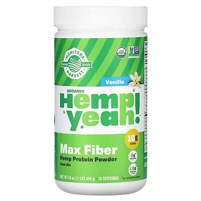 Organic Hemp Yeah! Max Fiber Hemp Protein Powder Vanilla 1 Lb (454 G) • $19.33