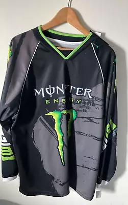 O’Neal Monster Energy Shirt Mens Sz L Black  Long Sleeve Motocross Jersey NWT • $49.99