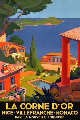 France Nice Corne D'Or Monaco Villefranche Vintage Travel Poster Repro FREE S/H • $17.90