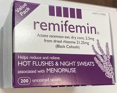 Remifemin Menopause Symptom Relief 100/200 Bulk Pack Fo Hot Flushes Night Sweats • $18.30