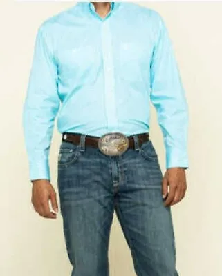 Wrangler Men's George Strait L/S Shirt - Geo Turquoise Blue Like New Free Post • $20