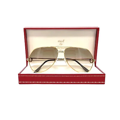 $884.50 • Buy Vintage Cartier Vendôme Santos   James Bond   Sunglasses - 80's France - Gold -