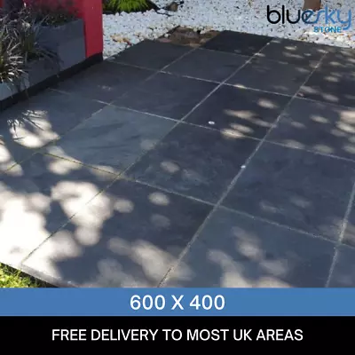 Black Slate Paving Patio Slabs | 600 X 400 | Split Packs | Sample | Watch Video • £2.50