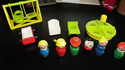 Vintage Fisher Price Little People Lot Car Play Ground Furniture Wooden Bodies • $39.99