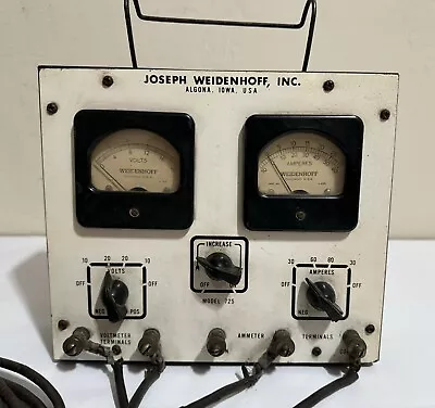 Vintage Joseph Weidenhoff Inc Model 725 Load Tester Ammeter Voltmeter • $59.99