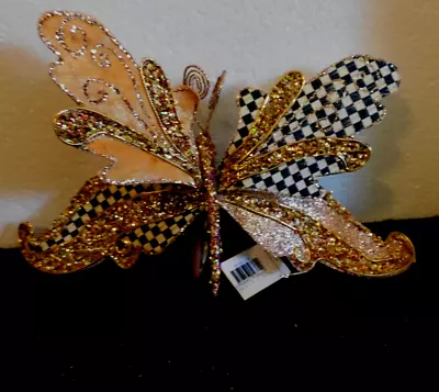 Mackenzie-childs Courtly Check And Glittered Clip On Butterfly • $32