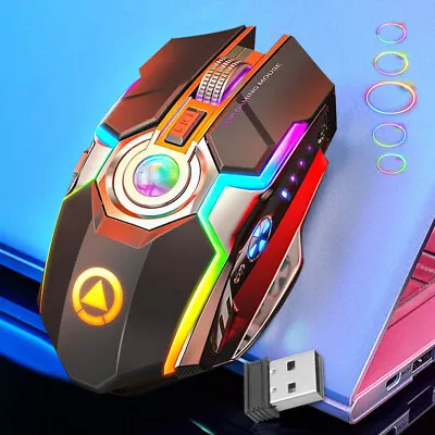 £10.99 • Buy Wireless Mouse Gaming Silent Laser Optical 2.4GHz Game USB Rechargeable Laptop
