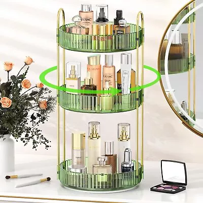 3Tier Rotating Makeup Tray Rack 360° Spinning Perfume Cosmetic Storage Organizer • $17.99