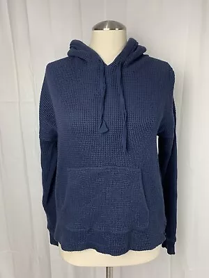 J Crew Women’s Navy Blue Waffle Knit 100% Cotton Hoodie Sweatshirt XS • $23