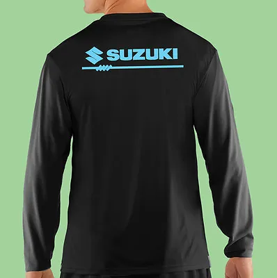 T-Shirt Long Sleeve Black Motor Sports Racing Suzuki 100% Cotton • $18.95