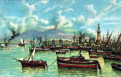 Napoli - II Porto Harbor Italy. Art Painting Unposted Postcard • $4.25