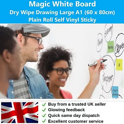 £27.95 • Buy 25 Magic White Board A1 Sheet Dry Wipe Drawing Large Plain Roll Self Stick Vinyl