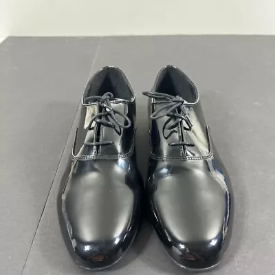 Frederico Leone Mens Jazz Oxford Dress Shoes Black Patent Leather Lace Up 13WW • $29.99