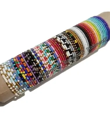 Handmade 3mm Seed Bead Stretch Stacking Bracelets VARIOUS COLOURS TO CHOOSE FROM • £2.75