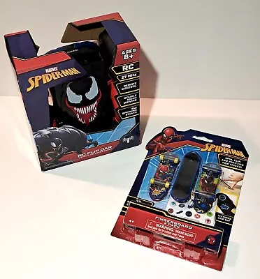 Spider-Man Vs Venom RC Car Flip & Spiderman Fingerboard Skateboard 3 Piece Set • $12.99