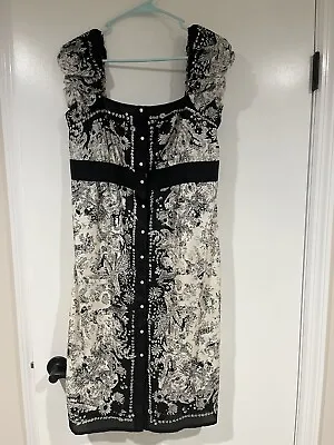 Charles Nolan New York Silk Button Front Dress Toile Print Women’s Size 10/ L • $45