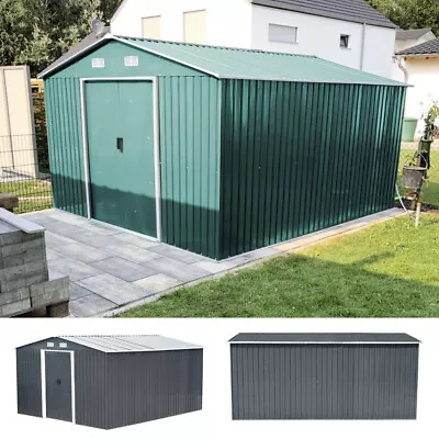 XXL Backyard Building Tool House Steel Garden Shed Garage Workshop Metal Cabin • £75.95