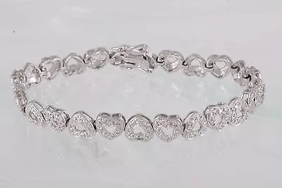 China Sterling Silver Heart Links Bracelet Fine 925 3079b • $58