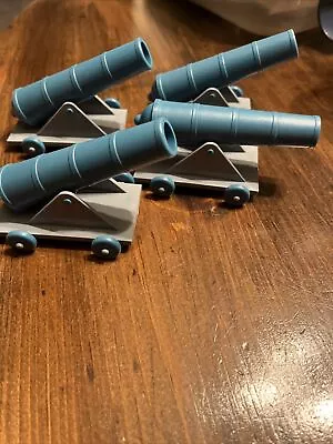 Toy Plastic Cannons With Rotating Wheels And Adjustable Barrels Vintage (4) • $12.95