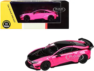 BMW I8 LIBERTY WALK HOT PINK & BLACK 1/64 DIECAST MODEL CAR BY PARAGON PA-55150 • $12.99