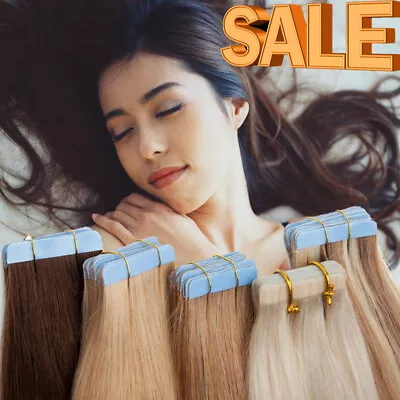 £23.28 • Buy CLEARANCE 150G Tape In Remy Skin Weft 100% Human Hair Extensions THICK Full Head
