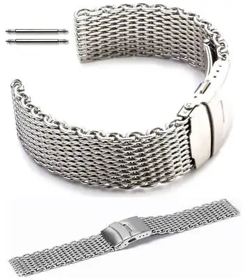 Stainless Steel Shark Mesh Bracelet Watch Band Strap Double Locking Clasp #5030 • $16.95