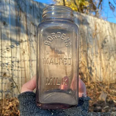 Antique BORDENS Malted Milk SCA Dairy Jar Bottle Early 1910s • $30