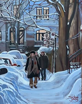 Le Plateau Laval Street Montreal Winter SceneDarlene Young Canadian Artist • $72.70