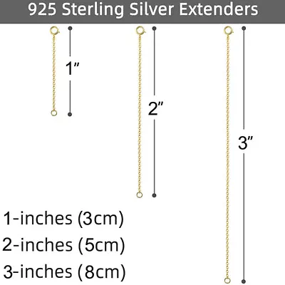925 Sterling Silver Necklace Bracelet Anklet Extender Extension Chain 3 5 8cm UK • £3.99