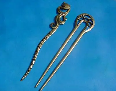 $14.55 • Buy * 2 Beautiful Bronze Vintage Hair Fork & Fox Hair Stick *