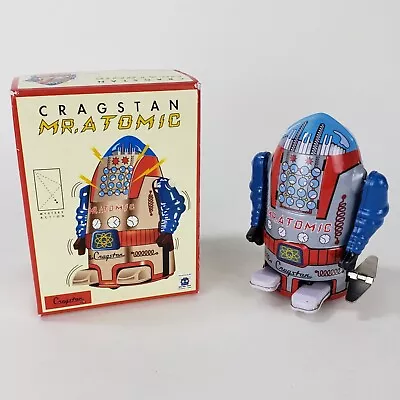 Tin Robot Mr. Atomic Wind Up Cragstan Grey 4 Inch #MS632 With Box Works! • $25