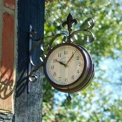 £20.48 • Buy York Station Clock 6  Bronze Garden Wall Clock And Thermometer Smart Garden